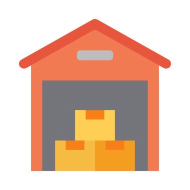 Kişisel ve Ticari Kullanım İçin Depo Vektörü Düz Simgesi