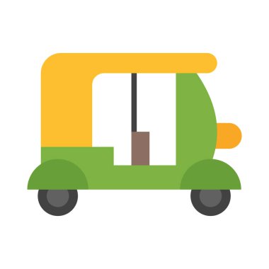 Kişisel ve ticari kullanım için Rickshaw Vektör Düz Simgesi