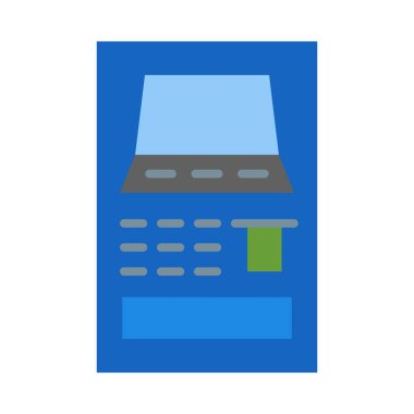 Kişisel ve ticari kullanım için ATM Vektör Düz Simgesi