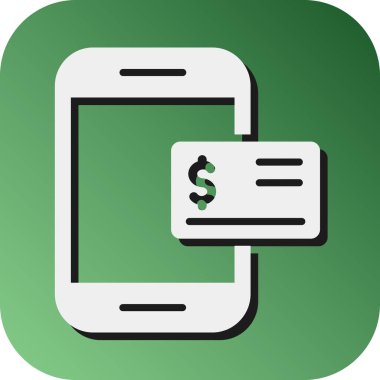 Kişisel ve Ticari Kullanım İçin Mobil Bankacılık Vektörü Glyph Gradyan Arkaplan Simgesi