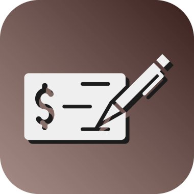 Kişisel ve ticari kullanım için Çek Vektörü Glyph Gradyan Arkaplan Simgesi Öde