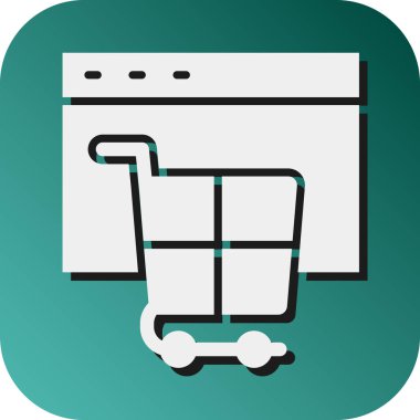 Kişisel ve Ticari Kullanım İçin Çevrimiçi Alışveriş Vektörü Glyph Gradyan Arkaplan Simgesi