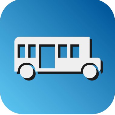 Okul Otobüsü Vektörü Glyph Gradyan Arkaplan Simgesi Kişisel ve Ticari Kullanım