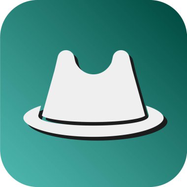 Kişisel ve Ticari Kullanım İçin Fedora Şapka Vektörü Glyph Gradyan Arkaplan Simgesi