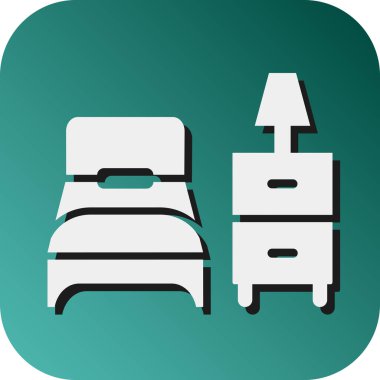 Yatak odası Vektörü Glyph Gradyan Kişisel ve Ticari Kullanım Simgesi