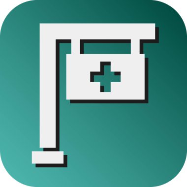 Kişisel ve ticari kullanım için Hastane İşareti Vektörü Gradyan Arkaplan Simgesi