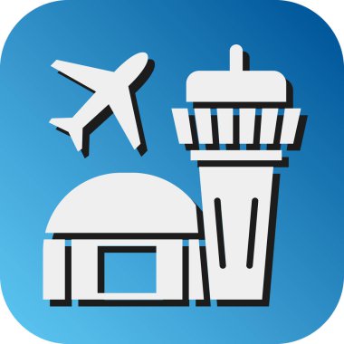 Kişisel ve ticari kullanım için Havalimanı Vektörü Glyph Gradyan Arkaplan Simgesi