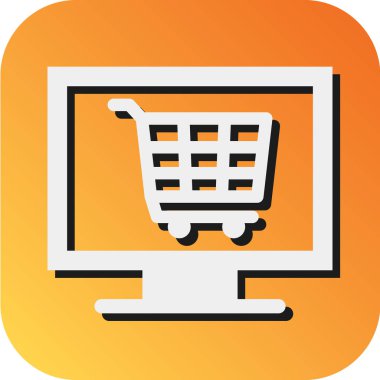 Kişisel ve Ticari Kullanım İçin Çevrimiçi Alışveriş Vektörü Glyph Gradyan Arkaplan Simgesi