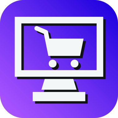 Kişisel ve Ticari Kullanım İçin Çevrimiçi Mağaza Vektörü Glyph Gradyan Arkaplan Simgesi