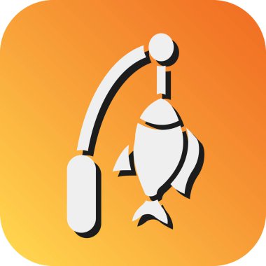 Kişisel ve Ticari Kullanım İçin Balıkçılık Vektörü Glyph Gradyan Arkaplan Simgesi