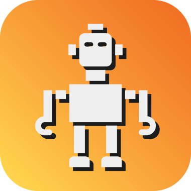 Kişisel ve Ticari Kullanım İçin Robot Vektör Glyph Gradyan Arkaplan Simgesi