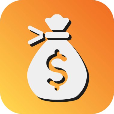 Para Torbası Vektörü Glyph Gradyan Kişisel ve Ticari Kullanım Simgesi