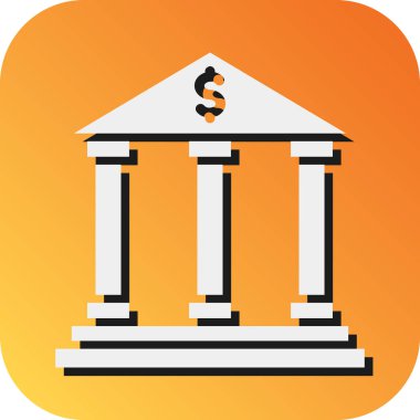 Kişisel ve Ticari Kullanım için Banka Vektörü Glyph Gradyan Arkaplan Simgesi