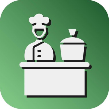 Kişisel ve ticari kullanım için Aşçılık Gösterisi Vektörü Glyph Gradyan Arkaplan Simgesi