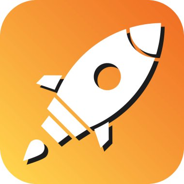 Kişisel ve Ticari Kullanım için Roket Vektörü Glyph Gradyan Arkaplan Simgesi