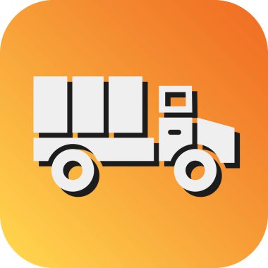 Askeri Kamyon Vektörü Glyph Gradyan Kişisel ve Ticari Kullanım Simgesi