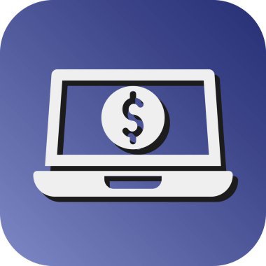 Kişisel ve Ticari Kullanım İçin Çevrimiçi Bankacılık Vektörü Glyph Gradyan Arkaplan Simgesi