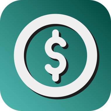 Kişisel ve ticari kullanım için Dolar Sikkesi Vektörü Gradyan Arkaplan Simgesi