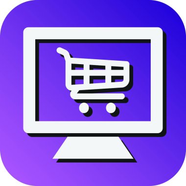 Kişisel ve Ticari Kullanım İçin Çevrimiçi Alışveriş Vektörü Glyph Gradyan Arkaplan Simgesi