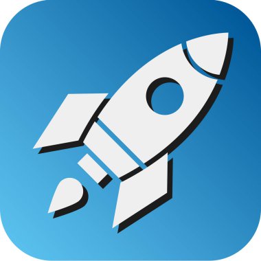 Kişisel ve Ticari Kullanım için Roket Vektörü Glyph Gradyan Arkaplan Simgesi