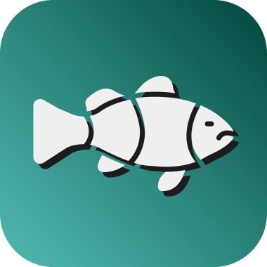 Palyaço Balık Vektörü Glyph Gradyan Arkaplan Simgesi Kişisel ve Ticari Kullanım