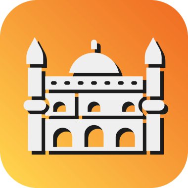 Kişisel ve Ticari Kullanım İçin Mavi Cami Vektörü Gradyan Arkaplan Simgesi
