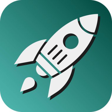 Kişisel ve Ticari Kullanım için Roket Vektörü Glyph Gradyan Arkaplan Simgesi