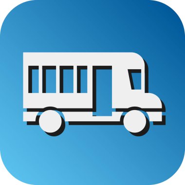 Okul Otobüsü Vektörü Glyph Gradyan Arkaplan Simgesi Kişisel ve Ticari Kullanım