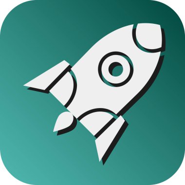 Kişisel ve Ticari Kullanım için Roket Vektörü Glyph Gradyan Arkaplan Simgesi