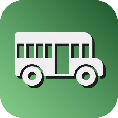 Okul Otobüsü Vektörü Glyph Gradyan Arkaplan Simgesi Kişisel ve Ticari Kullanım