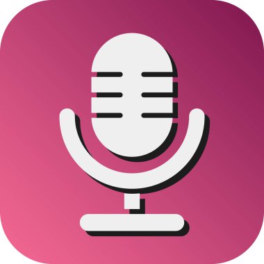 Kişisel ve Ticari Kullanım İçin Mikrofon Vektörü Glyph Gradyan Arkaplan Simgesi