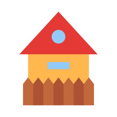 Çiftlik Evi Vektörü Düz Simgesi Kişisel ve Ticari Kullanım İçin