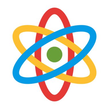 Kişisel ve Ticari Kullanım İçin Atom Vektörü Düz Simgesi