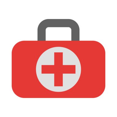 Kişisel ve ticari kullanım için ilk yardım kiti vektör düz simgesi