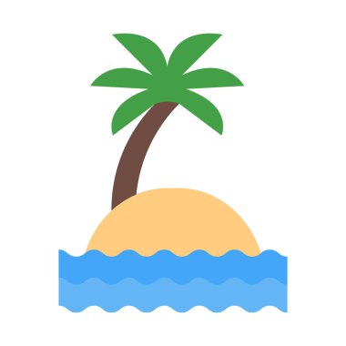 Kişisel ve ticari kullanım için Plaj Vektörü Düz Simgesi