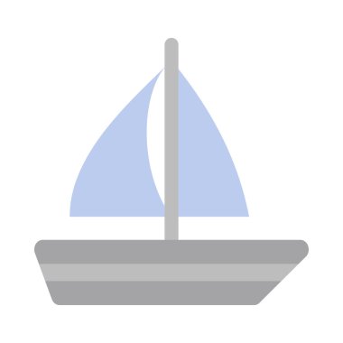 Yelkenli Tekne Vektörü Düz Simgesi Kişisel ve Ticari Kullanım İçin