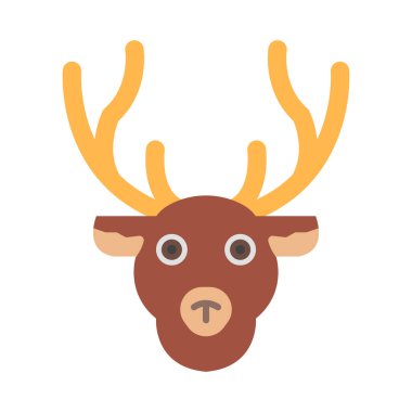 Kişisel ve ticari kullanım için Ren Geyiği Vektörü Düz Simgesi