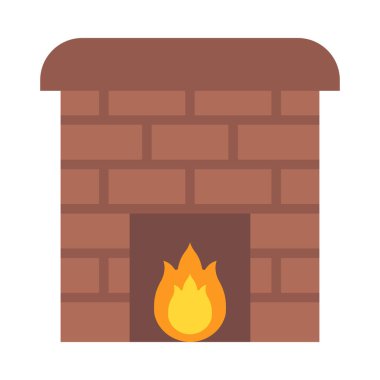 Kişisel ve Ticari Kullanım İçin Şömine Vektörü Düz Simgesi