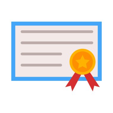 Kişisel ve Ticari Kullanım İçin Sertifika Vektörü Düz Simgesi