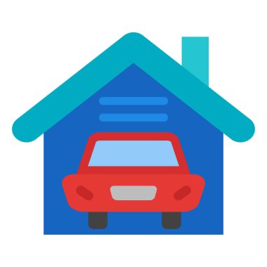 Kişisel ve Ticari Kullanım İçin Garaj Vektörü Düz Simgesi