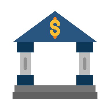 Kişisel ve Ticari Kullanım için Banka Vektörü Düz Simgesi