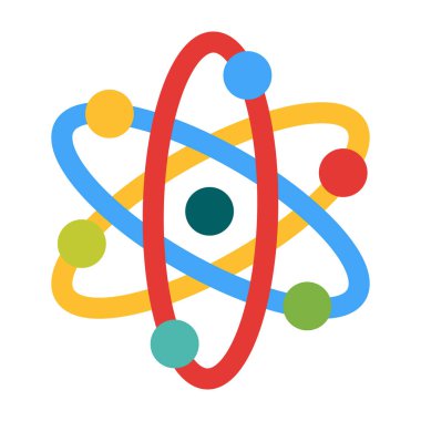 Kişisel ve Ticari Kullanım İçin Atom Vektörü Düz Simgesi