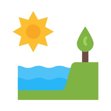 Kişisel ve Ticari Kullanım İçin Sahil Vektörü Düz Simgesi