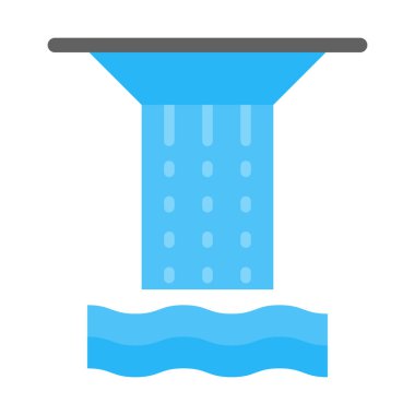 Kişisel ve Ticari Kullanım İçin Şelale Vektörü Düz Simgesi