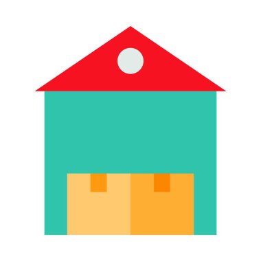 Kişisel ve Ticari Kullanım İçin Depo Vektörü Düz Simgesi