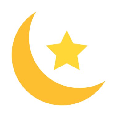 Hilal Ay Vektörü Düz Simge Tasarımı