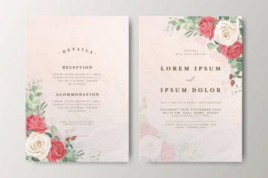 Çiçek desenli düğün davetiyesi seti tasarımı