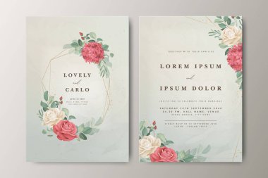 Çiçek desenli düğün davetiyesi seti tasarımı
