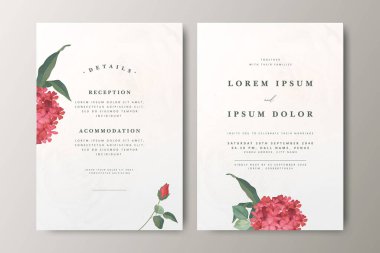 Minimalist çiçekli düğün davetiyesi seti