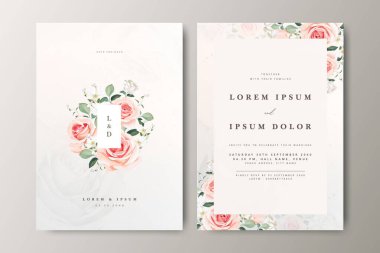 Çiçekli düğün davetiyesi seti tasarımı
